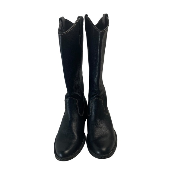 BORN Unisex Shavano Western Black Pebble grained Leather Pull-on Boots - Picture 1 of 11